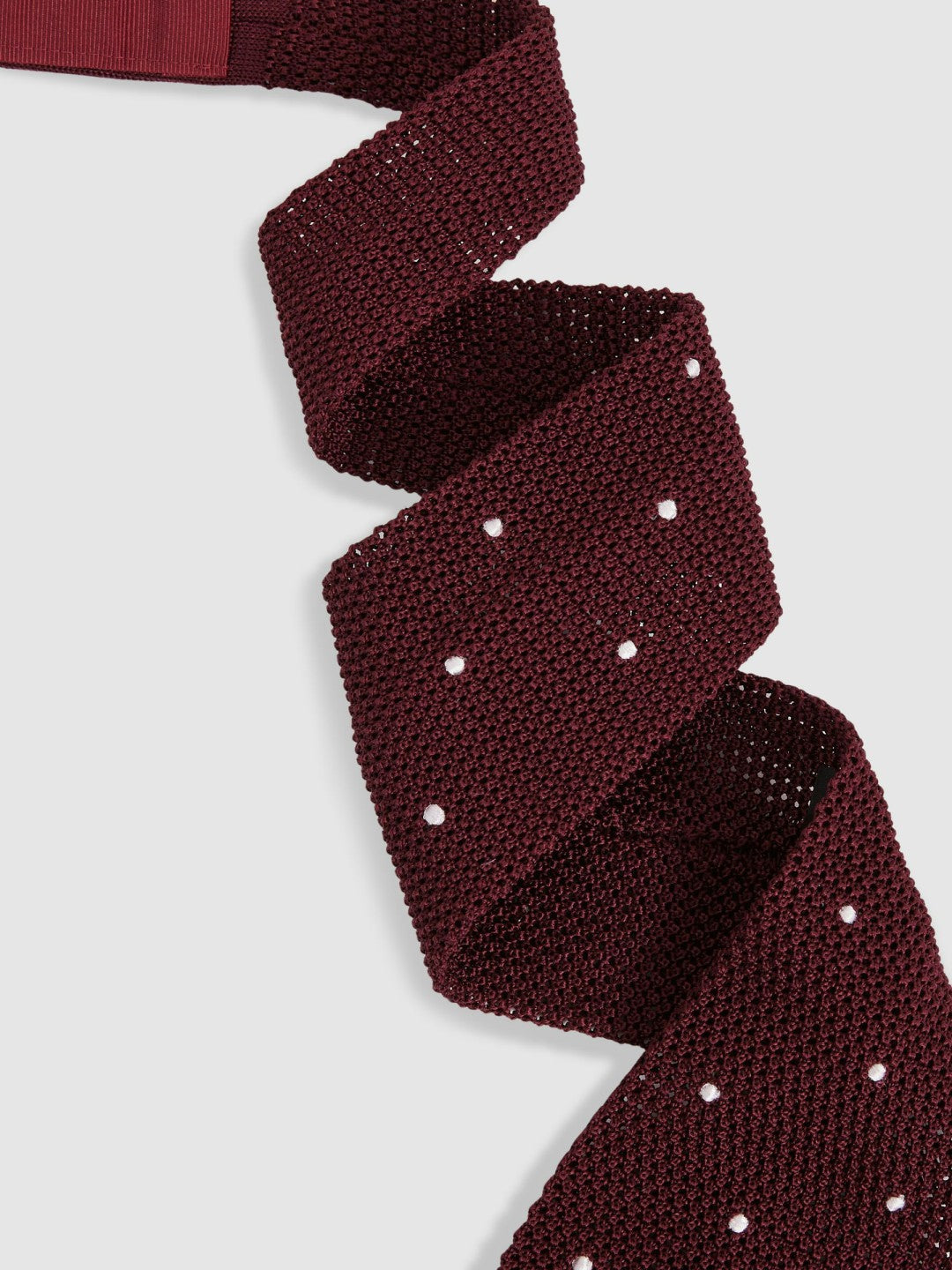 Silk Knitted Pin-Dot Tie in Burgundy | Reiss Men Trending