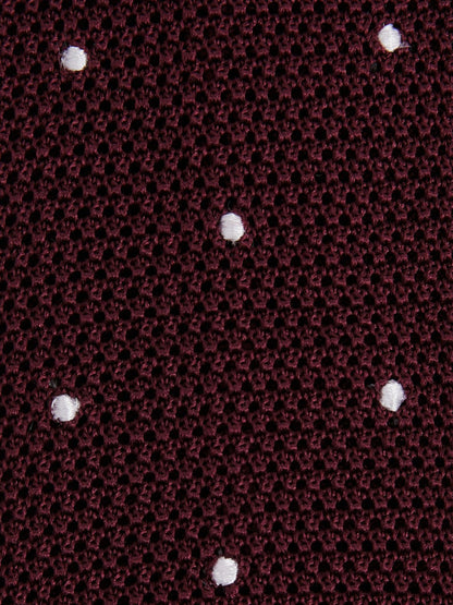 Silk Knitted Pin-Dot Tie in Burgundy | Reiss Men Trending