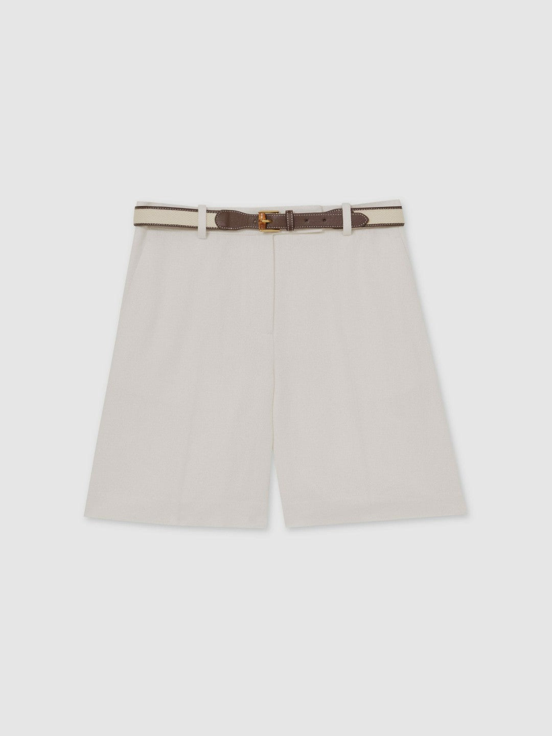 Petite Linen-Blend Bermuda Shorts in White | Reiss Women Featured