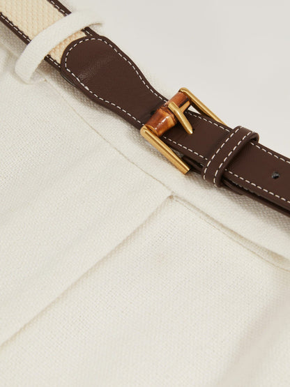 Petite Linen-Blend Bermuda Shorts in White | Reiss Women Featured