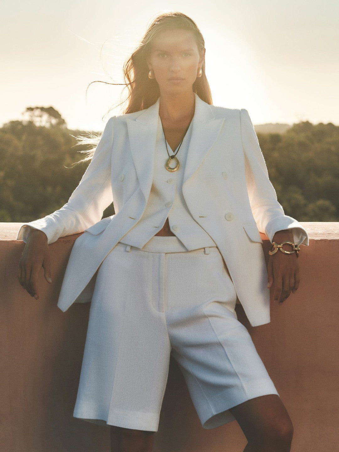 Linen-Blend Bermuda Shorts in White | Reiss Women Popular