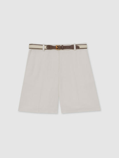Linen-Blend Bermuda Shorts in White | Reiss Women Popular
