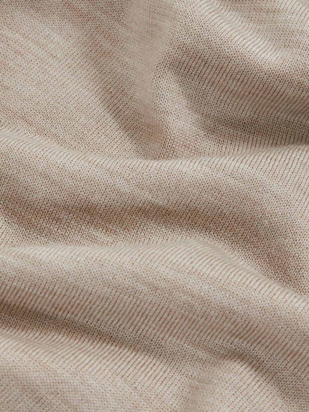 Merino Wool Open Collar Polo Shirt in Wheat Melange | Reiss Men Recommended