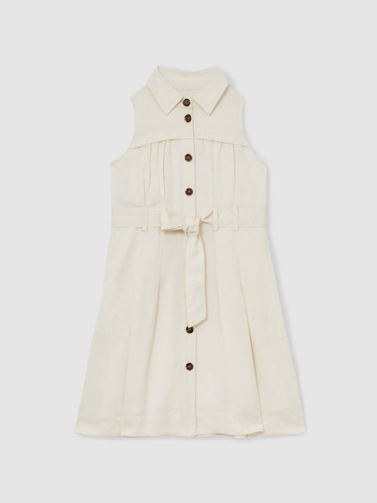 13-14 yrs Tie-Waist Collared Dress in Ivory | Reiss Children & Baby Premium