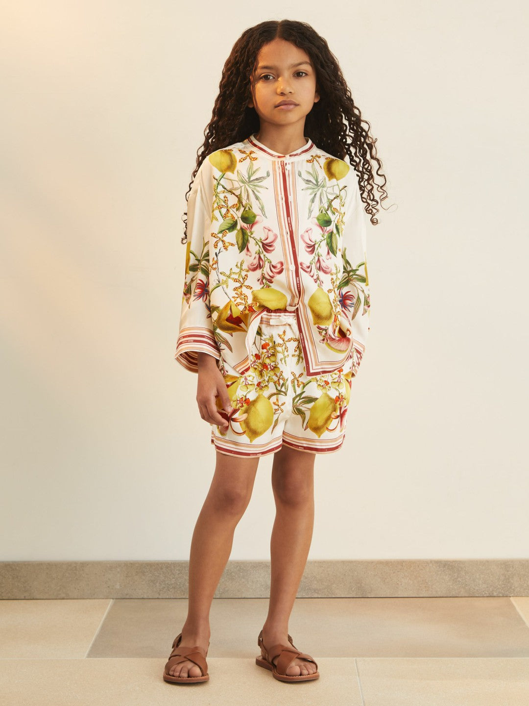 13-14 yrs  | NYBG Satin Floral-Print Shorts in Ivory | Reiss Children & Baby Best Seller