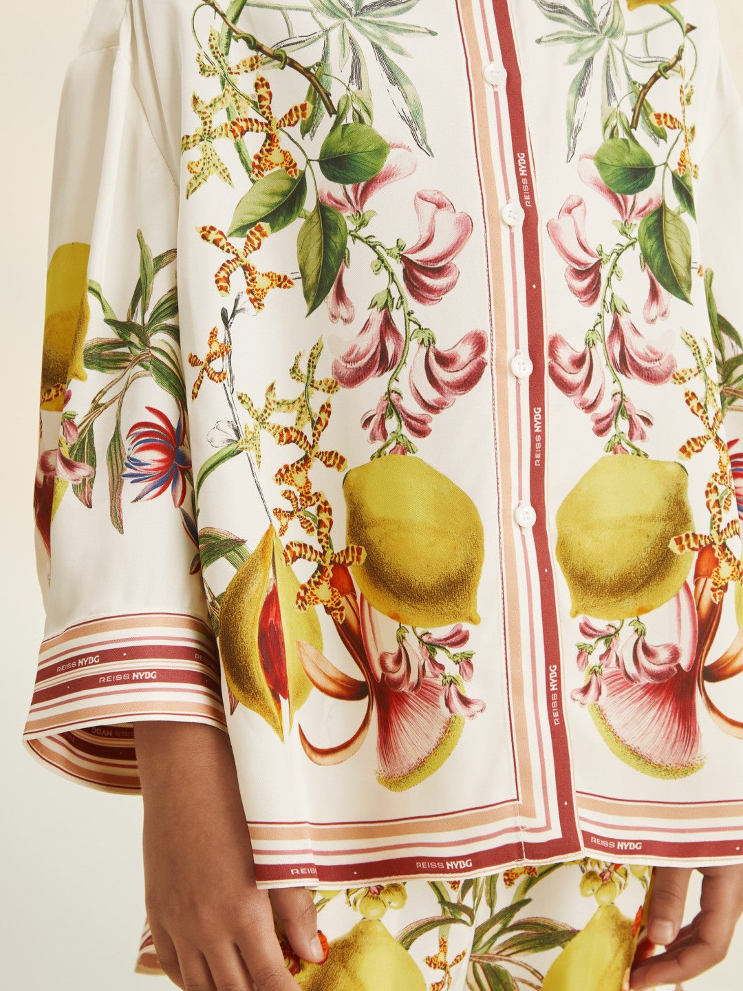 9-13 yrs  | NYBG Satin Floral-Print Shirt in Ivory | Reiss Children & Baby Premium