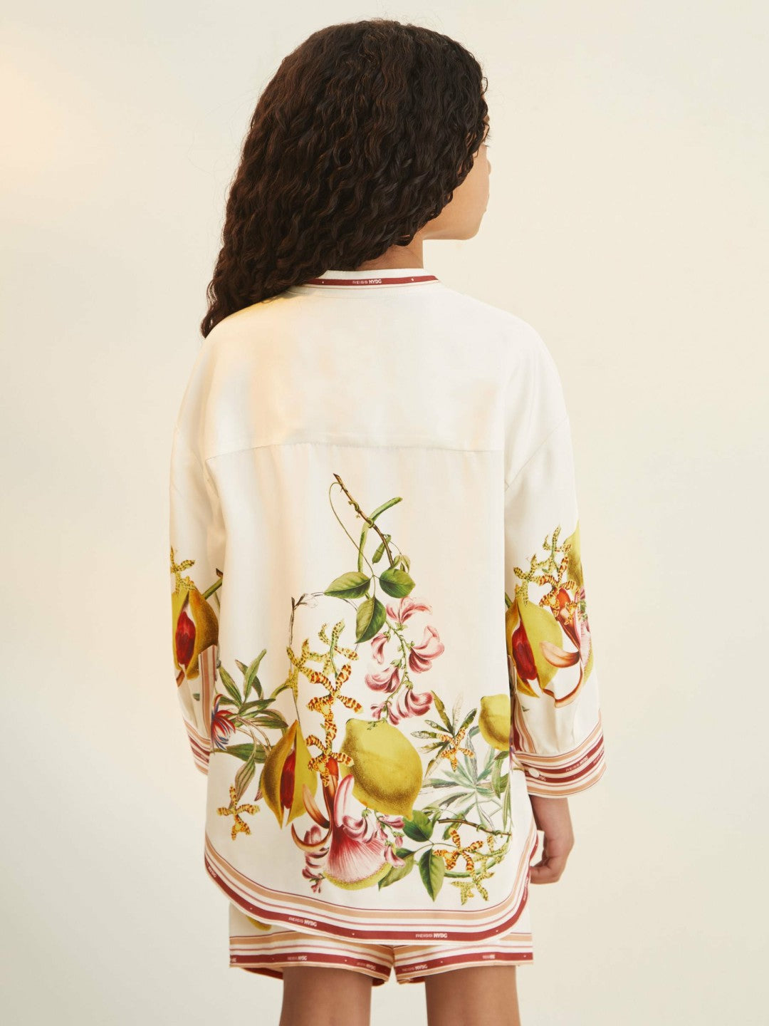 9-13 yrs  | NYBG Satin Floral-Print Shirt in Ivory | Reiss Children & Baby Premium