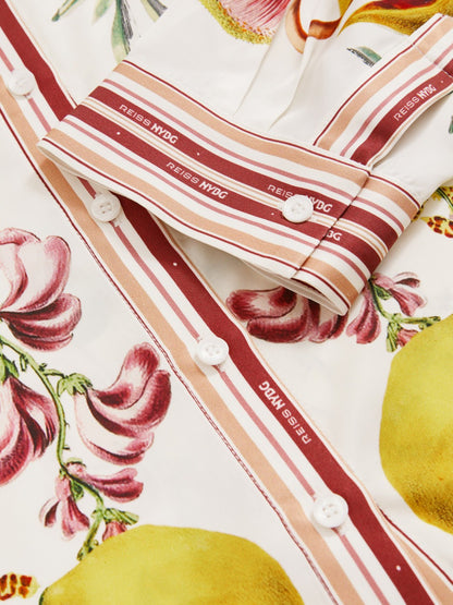 9-13 yrs  | NYBG Satin Floral-Print Shirt in Ivory | Reiss Children & Baby Premium
