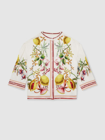 4-9 yrs  | NYBG Satin Floral-Print Shirt in Ivory | Reiss Children & Baby New