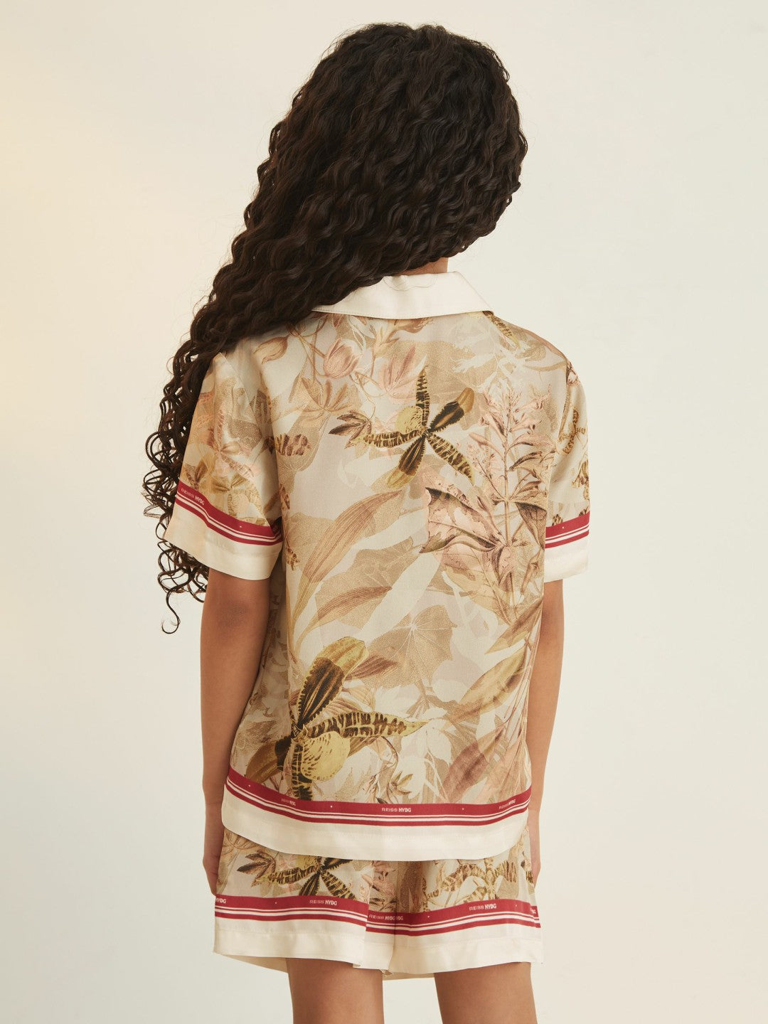 4-9 yrs  | NYBG Satin Floral-Print Shirt in Khaki | Reiss Children & Baby New