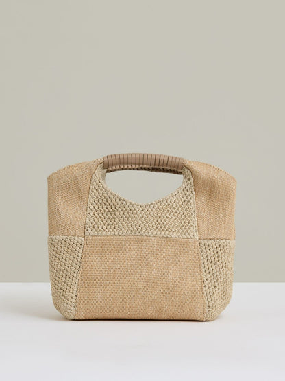 Raffia Patchwork Clutch Bag in Natural | Reiss Women New