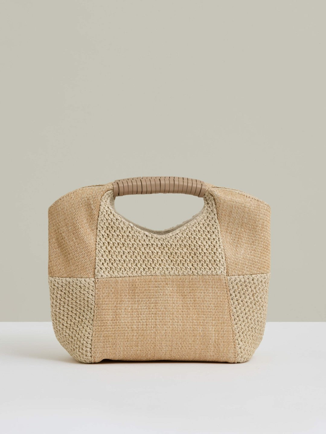 Raffia Patchwork Clutch Bag in Natural | Reiss Women New