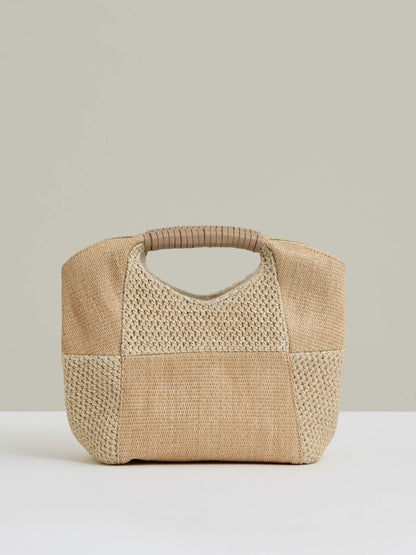 Raffia Patchwork Clutch Bag in Natural | Reiss Women New