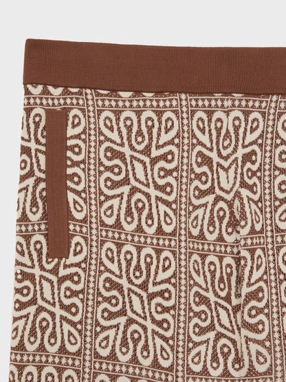 Tile Pattern Knit Shorts in Brown/White | Reiss Men Premium