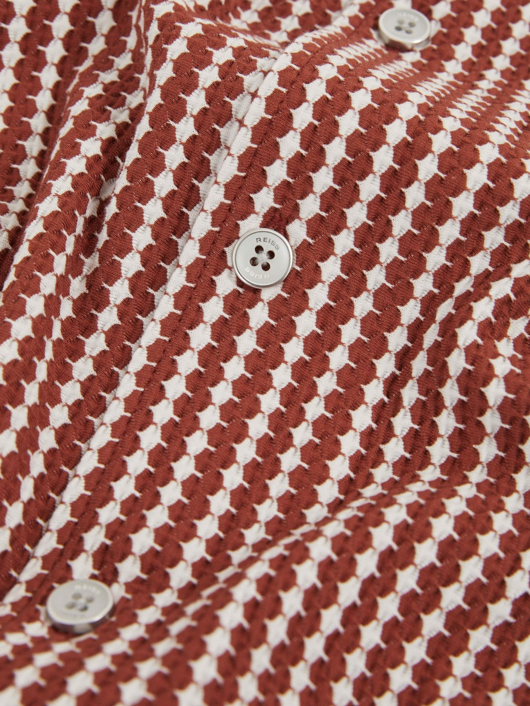 Textured-Stripe Cuban-Collar Shirt in Rust Red/White | Reiss Men Exclusive