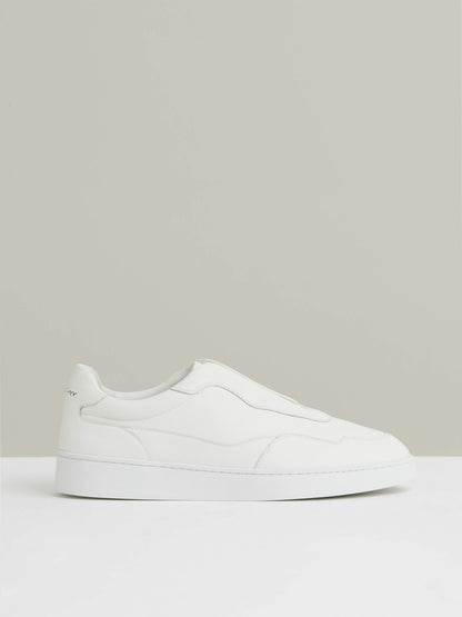 Leather Elasticated-Lace Trainers in White | Reiss Men Best Seller