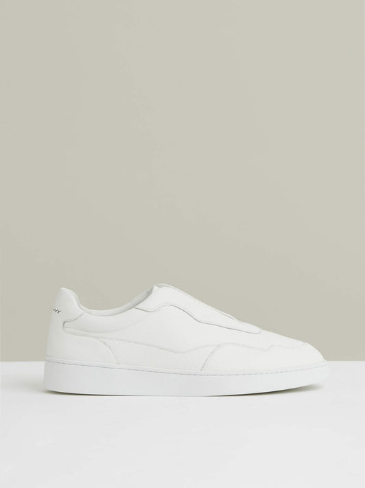Leather Elasticated-Lace Trainers in White | Reiss Men Best Seller