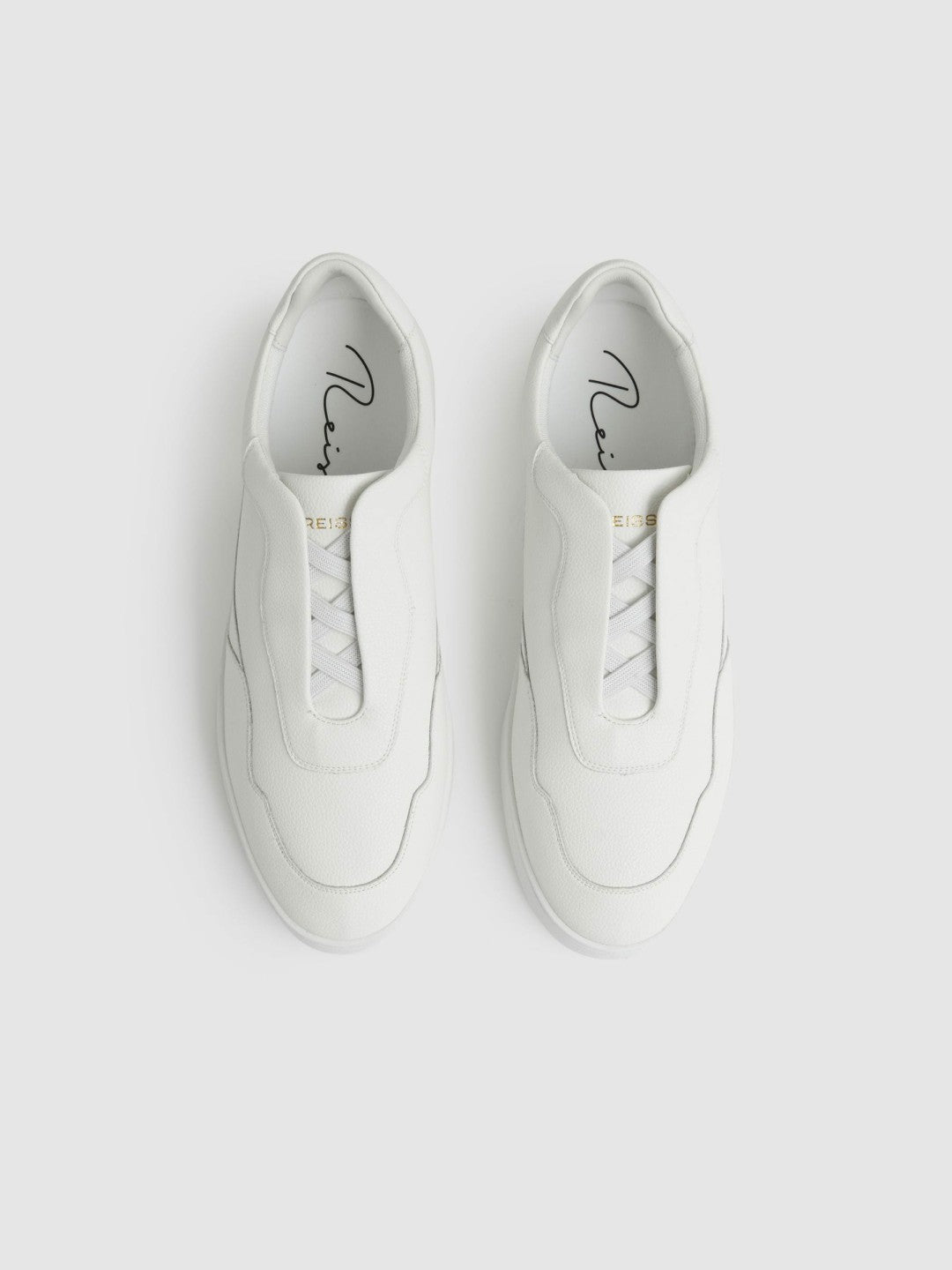 Leather Elasticated-Lace Trainers in White | Reiss Men Best Seller