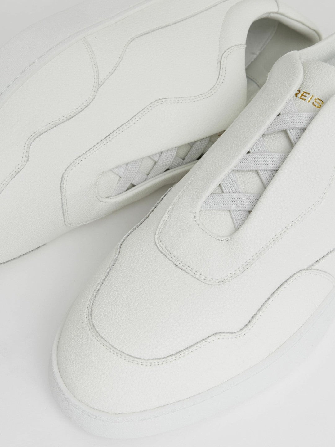 Leather Elasticated-Lace Trainers in White | Reiss Men Best Seller