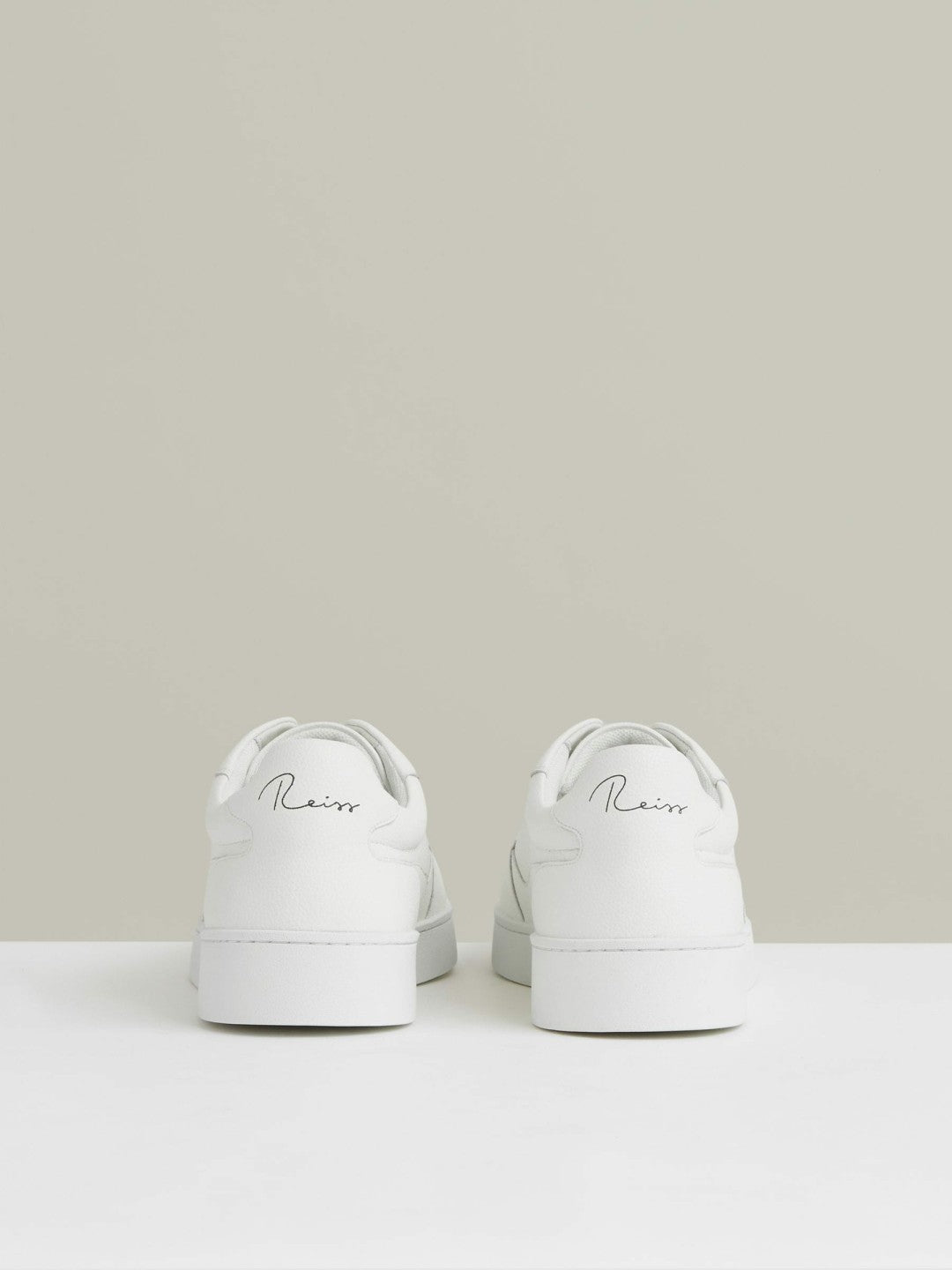 Leather Elasticated-Lace Trainers in White | Reiss Men Best Seller