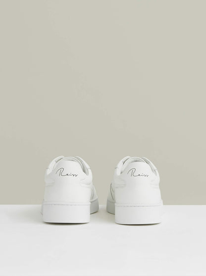 Leather Elasticated-Lace Trainers in White | Reiss Men Best Seller