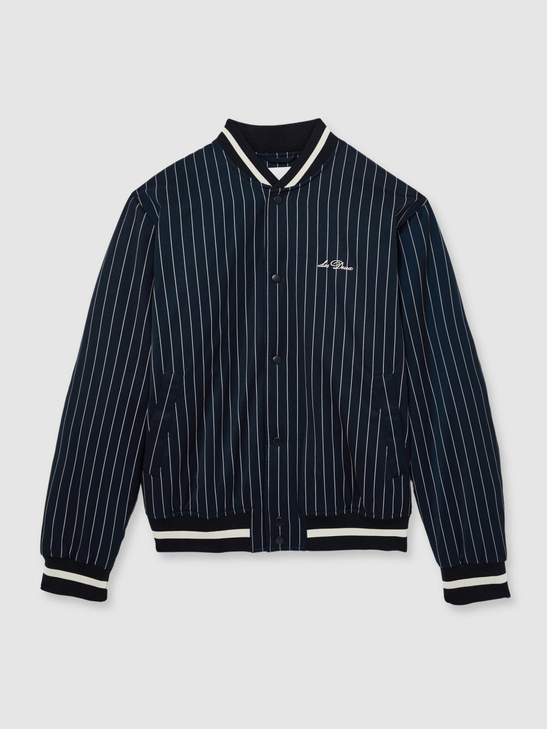 Les Deux Technical Varsity Jacket in Navy Stripe | Reiss Men Signature