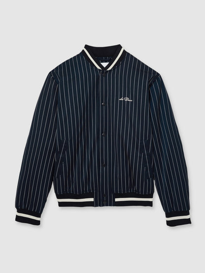 Les Deux Technical Varsity Jacket in Navy Stripe | Reiss Men Signature