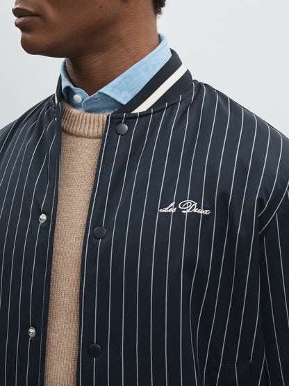 Les Deux Technical Varsity Jacket in Navy Stripe | Reiss Men Signature