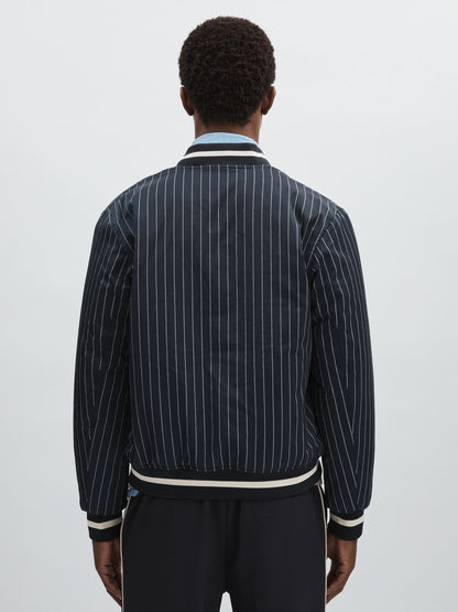 Les Deux Technical Varsity Jacket in Navy Stripe | Reiss Men Signature