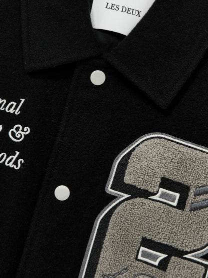 Les Deux Wool-Blend Varsity Jacket in Black | Reiss Men Exclusive