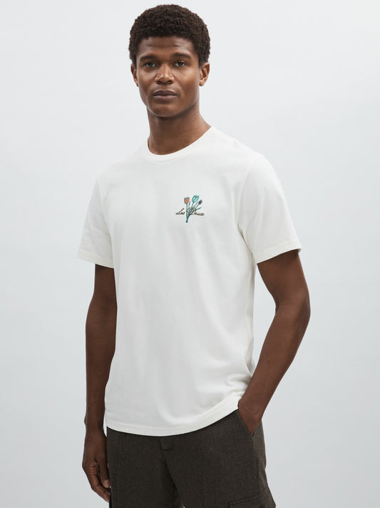Les Deux 100% Cotton Café Print T-Shirt in Ivory Print | Reiss Men Signature