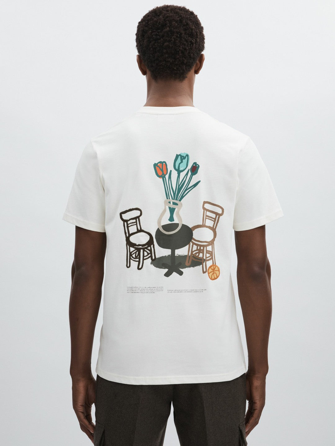Les Deux 100% Cotton Café Print T-Shirt in Ivory Print | Reiss Men Signature