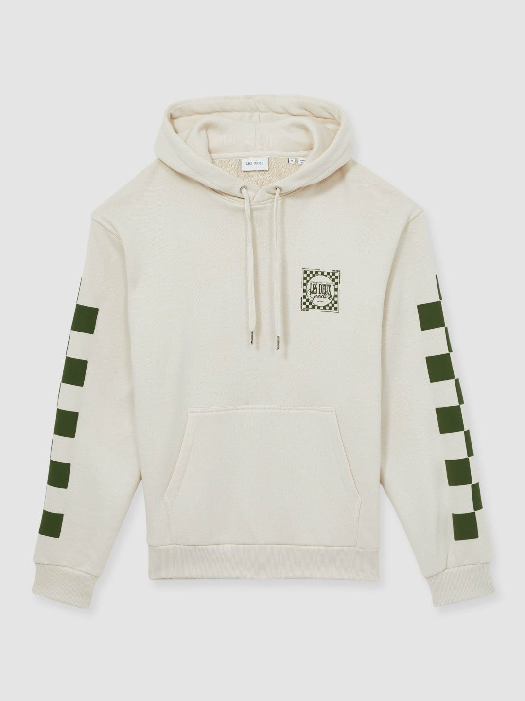 Les Deux 100% Cotton Goods Print Hoodie in Ivory/Green | Reiss Men Exclusive