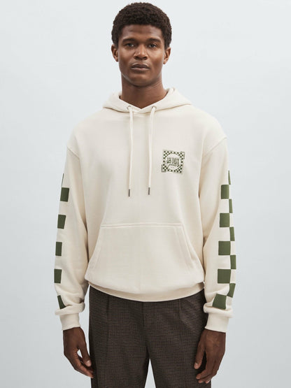 Les Deux 100% Cotton Goods Print Hoodie in Ivory/Green | Reiss Men Exclusive