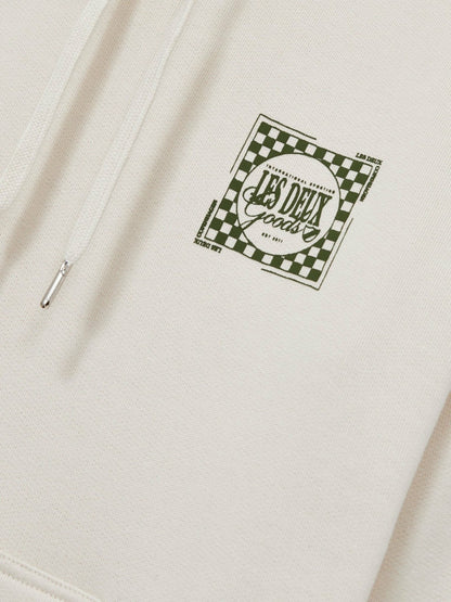 Les Deux 100% Cotton Goods Print Hoodie in Ivory/Green | Reiss Men Exclusive