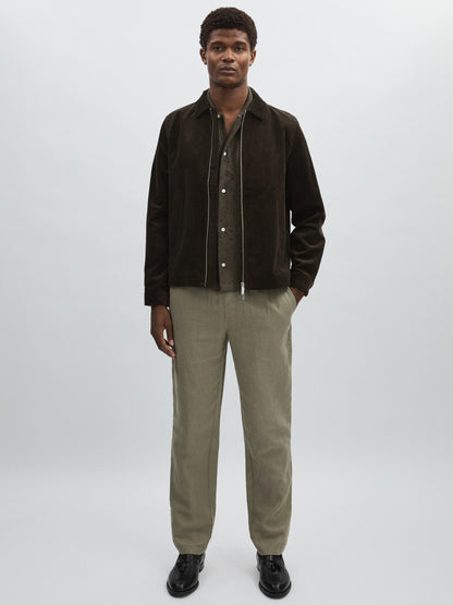 Les Deux Drawstring Trousers in Green/Ivory | Reiss Men Popular