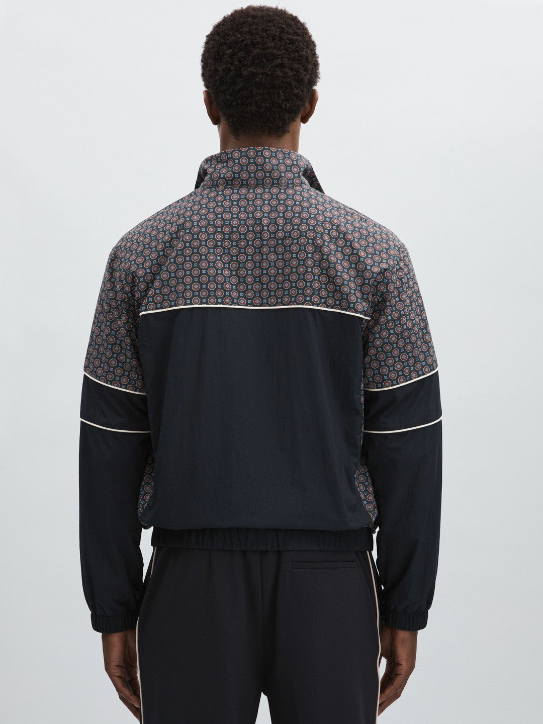 Les Deux Printed Track Jacket in Dark Navy | Reiss Men Signature