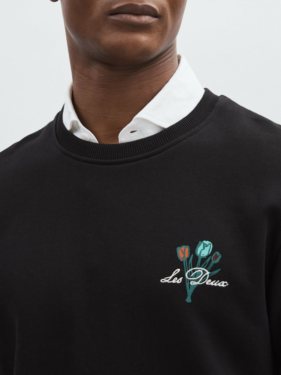 Les Deux Cotton Café Sweatshirt in Black Print | Reiss Men Signature
