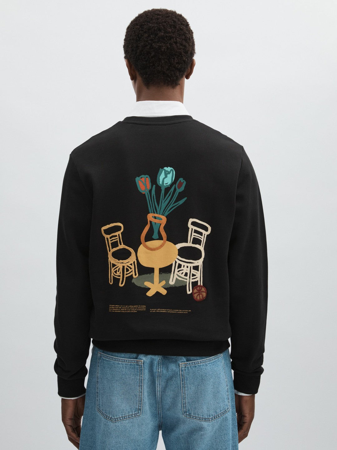 Les Deux Cotton Café Sweatshirt in Black Print | Reiss Men Signature