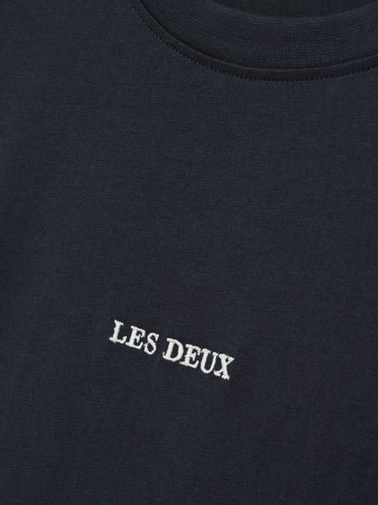 Les Deux Cotton Logo T-Shirt in Navy Blue | Reiss Men Exclusive