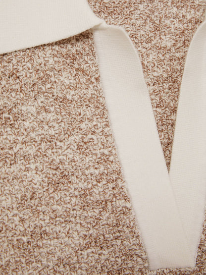 Cotton-Blend Knit Polo Shirt in Neutral | Reiss Women Premium