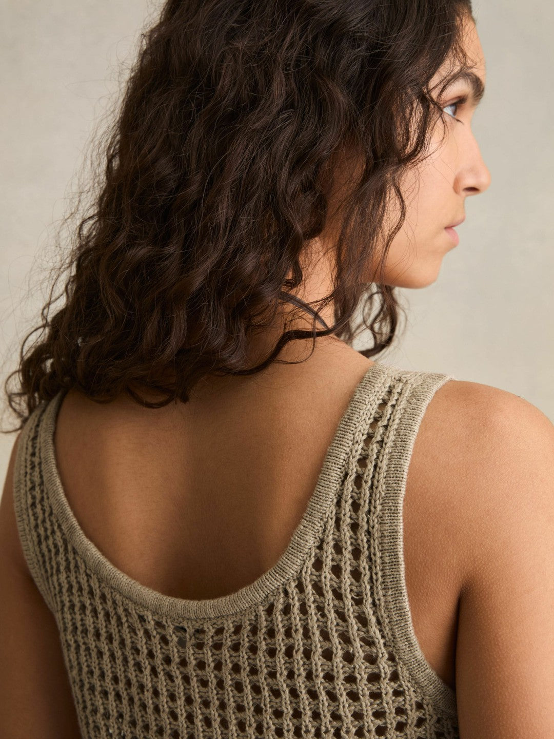Linen Open Knit Vest in Stone | Reiss Women Popular