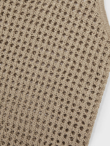 Linen Open Knit Vest in Stone | Reiss Women Popular