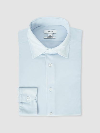 Long-Sleeve Travel Shirt in Soft Blue | Reiss Men Popular