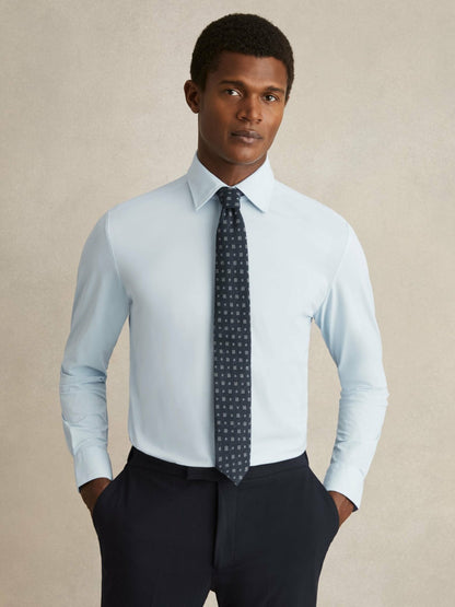 Long-Sleeve Travel Shirt in Soft Blue | Reiss Men Popular
