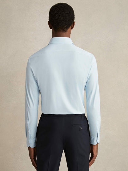 Long-Sleeve Travel Shirt in Soft Blue | Reiss Men Popular