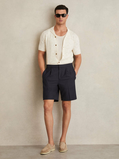 Relaxed Drawstring Shorts in Navy | Reiss Men Exclusive