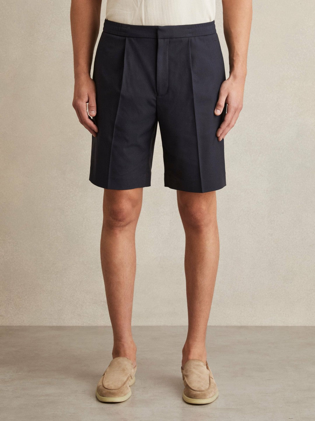 Relaxed Drawstring Shorts in Navy | Reiss Men Exclusive