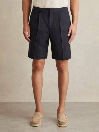 Relaxed Drawstring Shorts in Navy | Reiss Men Exclusive