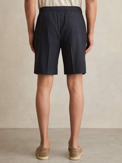 Relaxed Drawstring Shorts in Navy | Reiss Men Exclusive